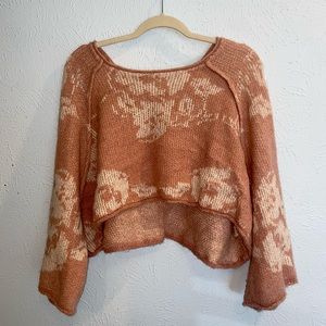 Free People Floral Cropped Sweater - Small